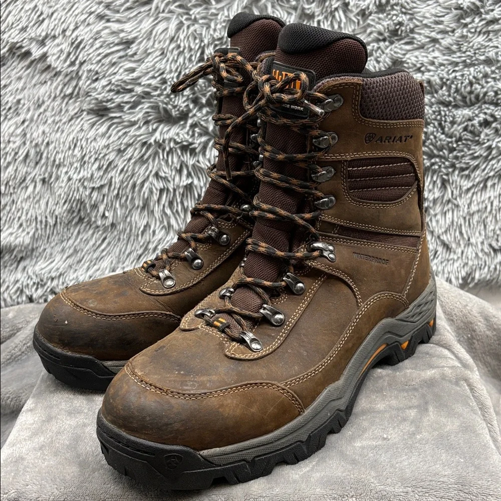 Ariat Boots Mens 9.5 Workhog Waterproof Trek 8 inch H2O Comp Toe Boot Brown